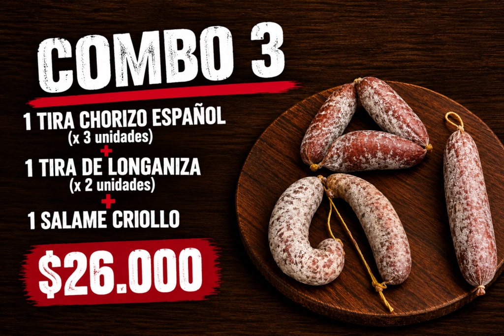 Combo 3: picada argentina longaniza chorizo español y salame