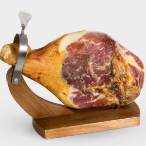 Pata de jamon crudo con soporte de madera